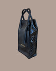 Wine Carrier: Black & Viper Print