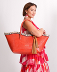 Le Brood Tote: Tangerine & Blush Snake