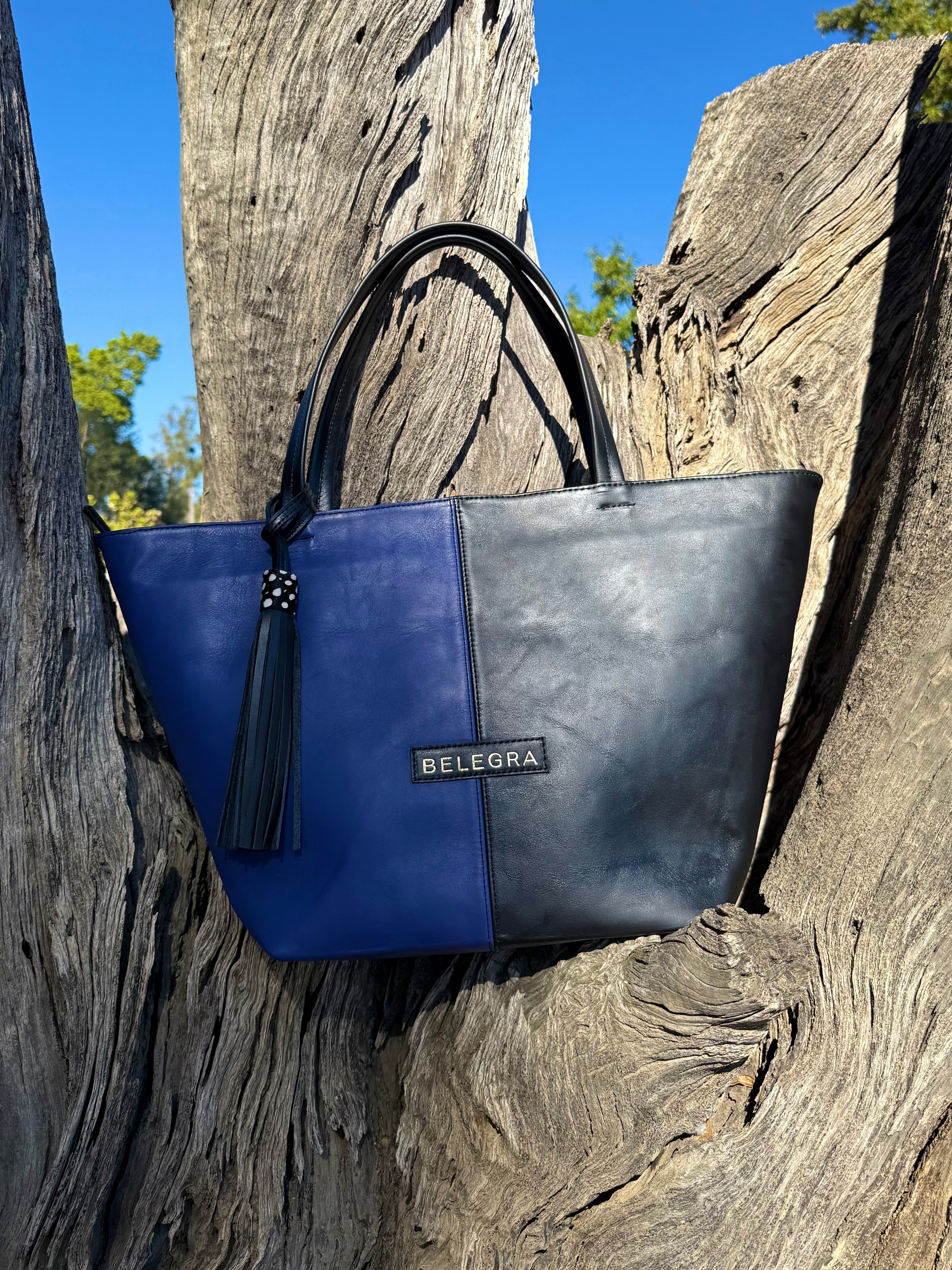 Amara Tote: Indigo & Black