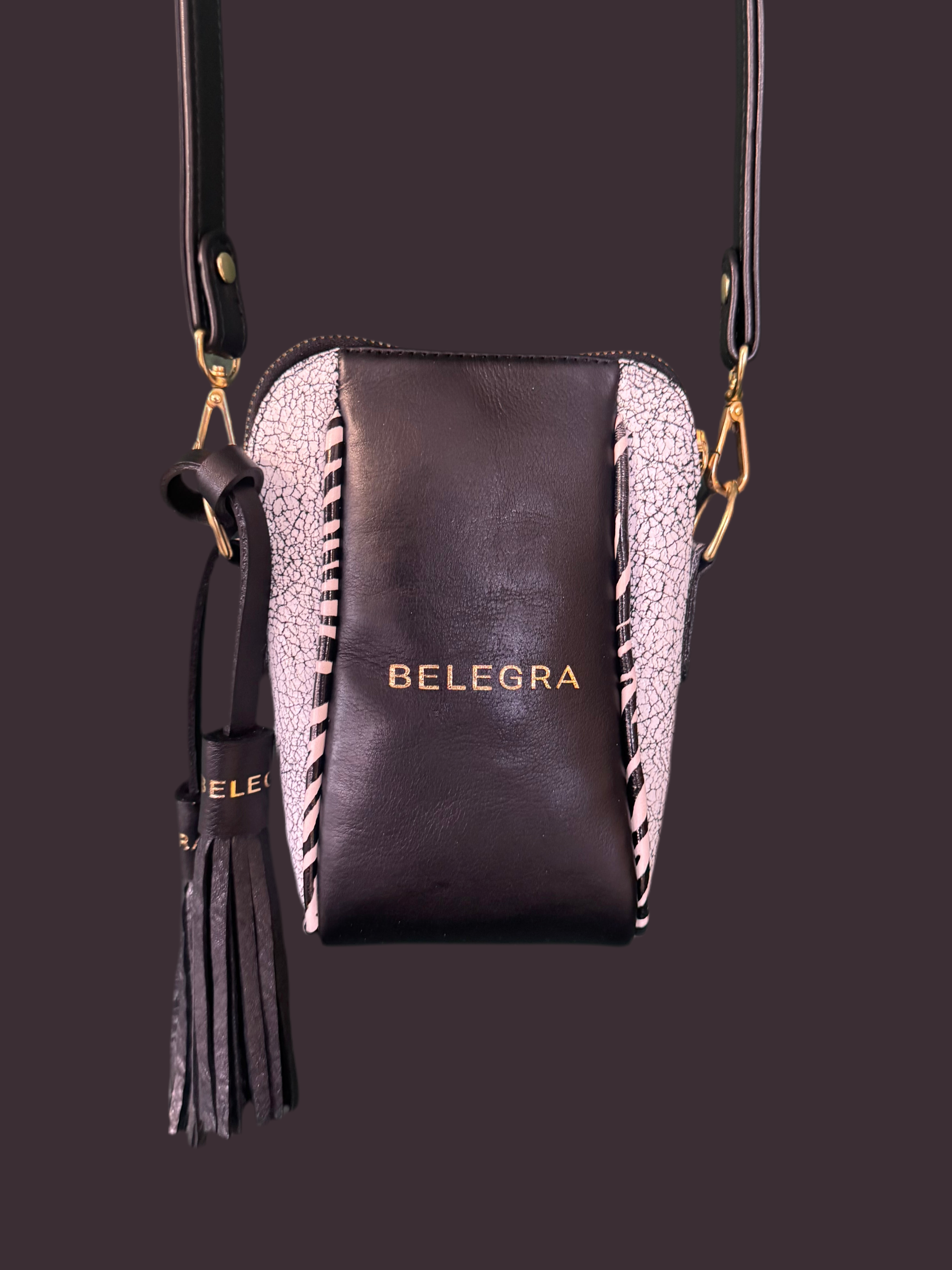 Crossbody Pouch Black & Zebra Print