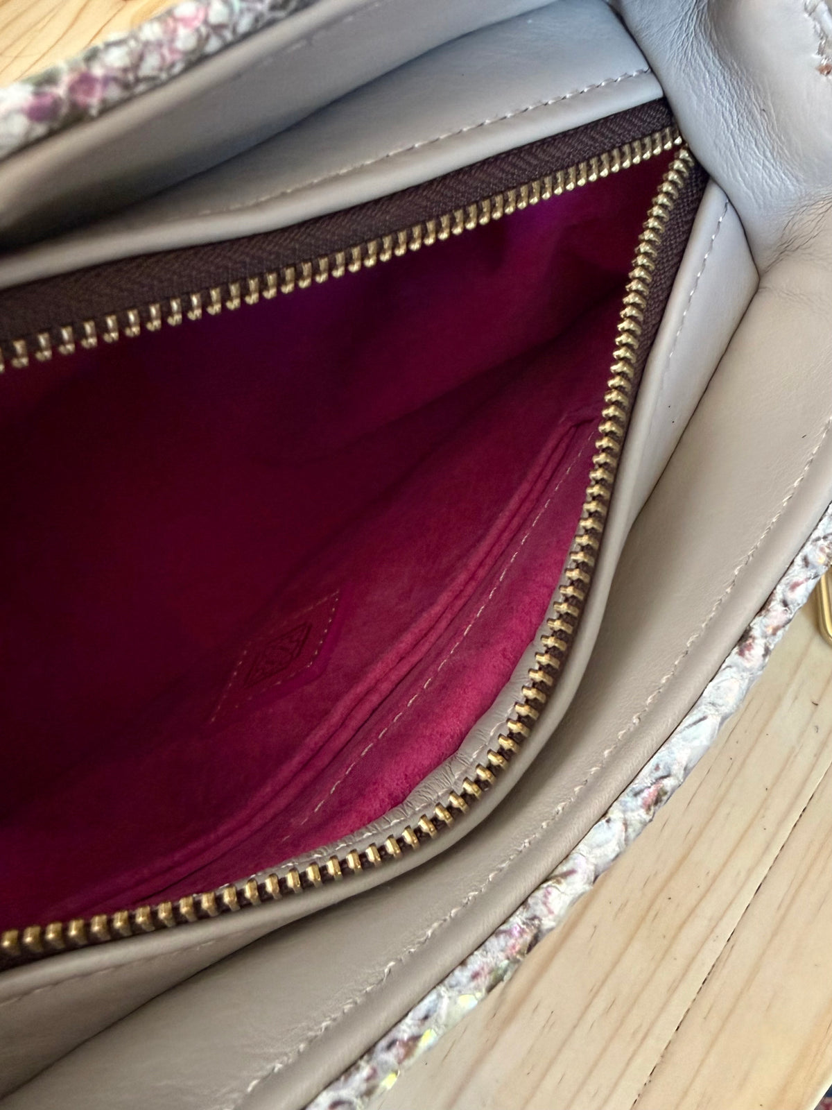 Husk Bag: Taupe & Pearlescent Snake Print
