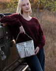 Mara Bucket: Snake Print & Taupe