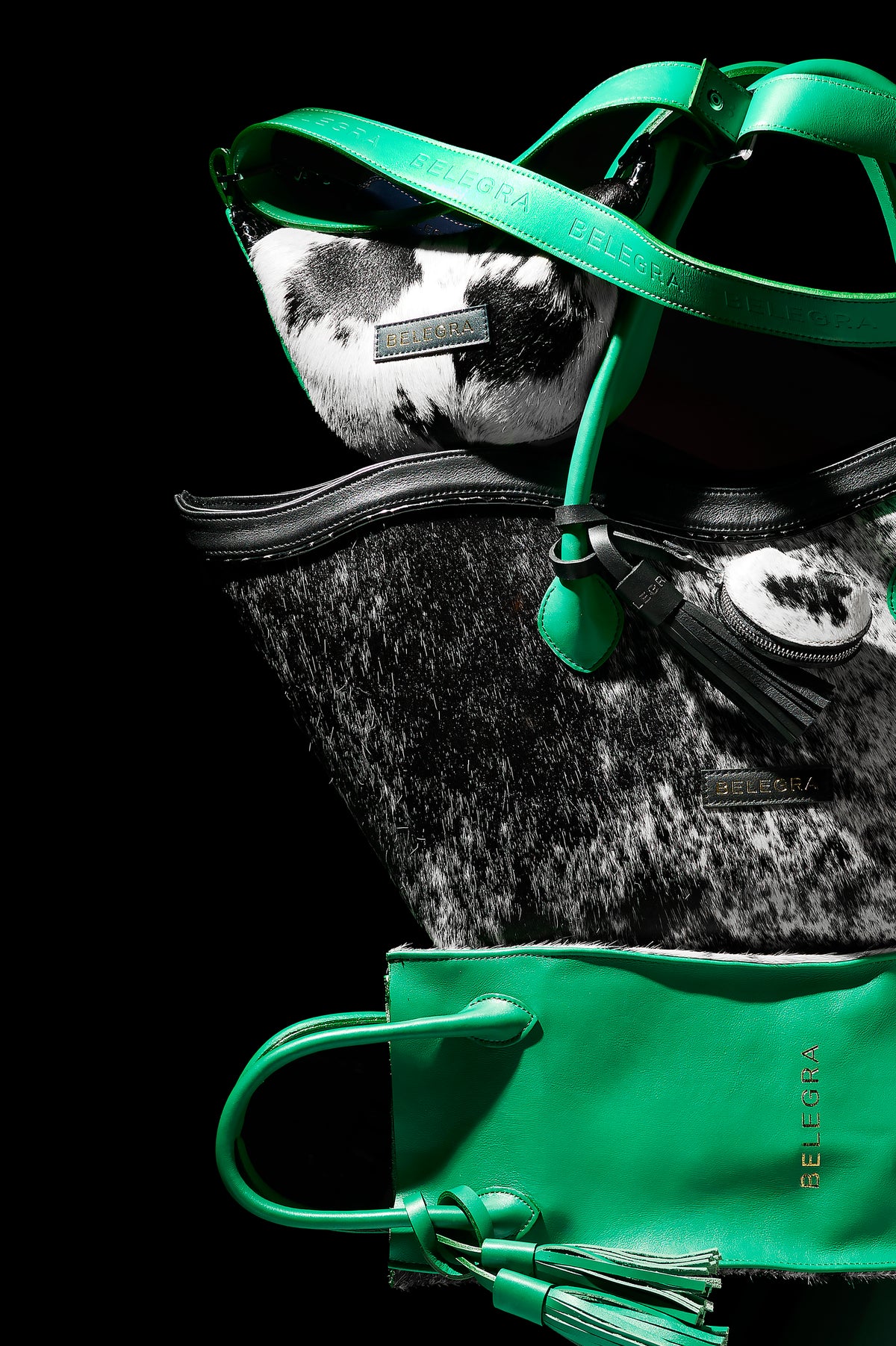 Le Brood Tote: Nguni & Amazon Green