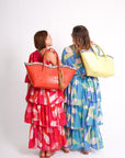 Le Brood Tote: Tangerine & Blush Snake