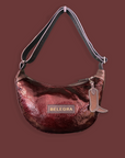 Allo Sling: Patent Burgundy Colour Block