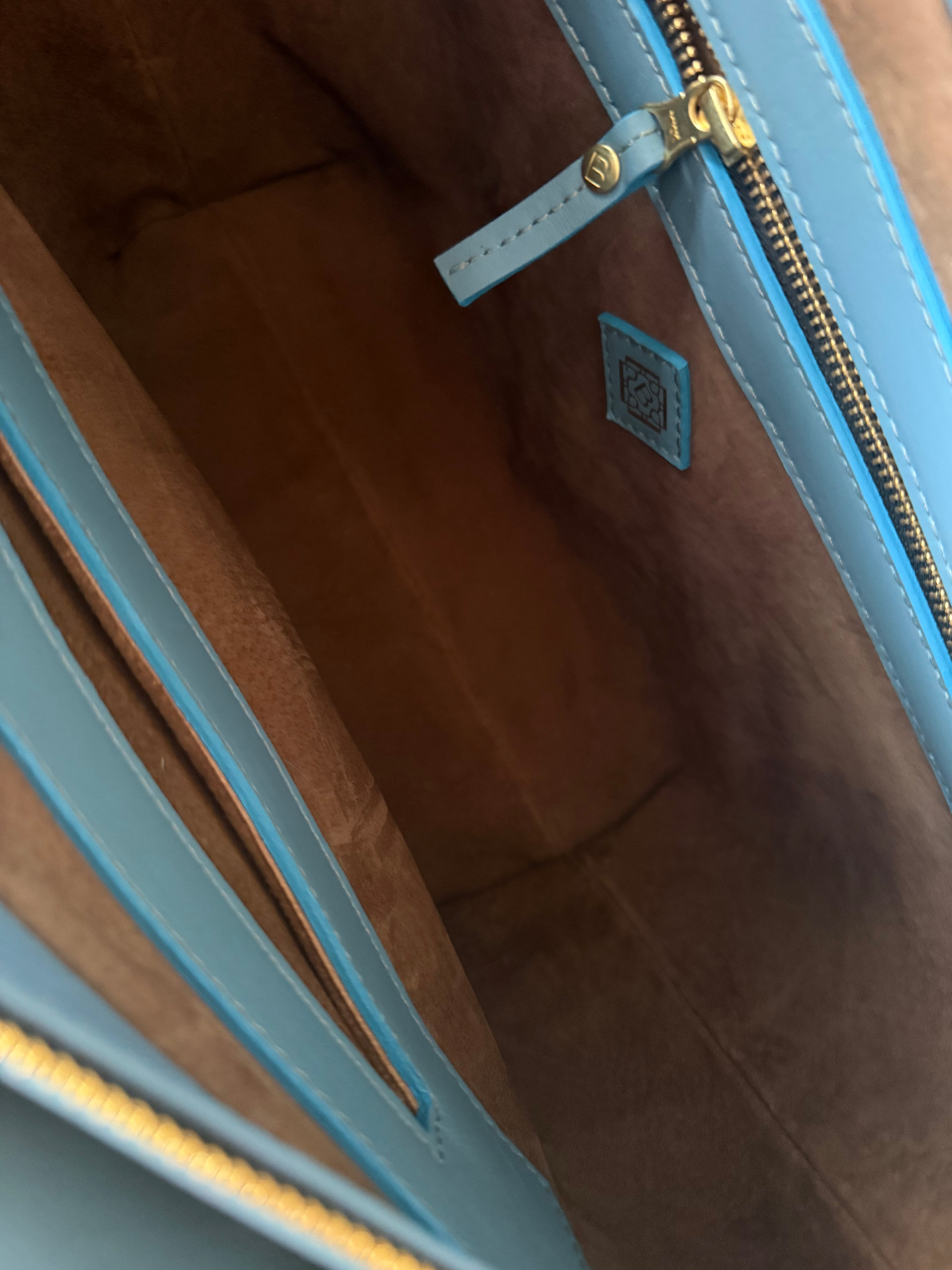 Midi Tote: Nguni & Sky Blue