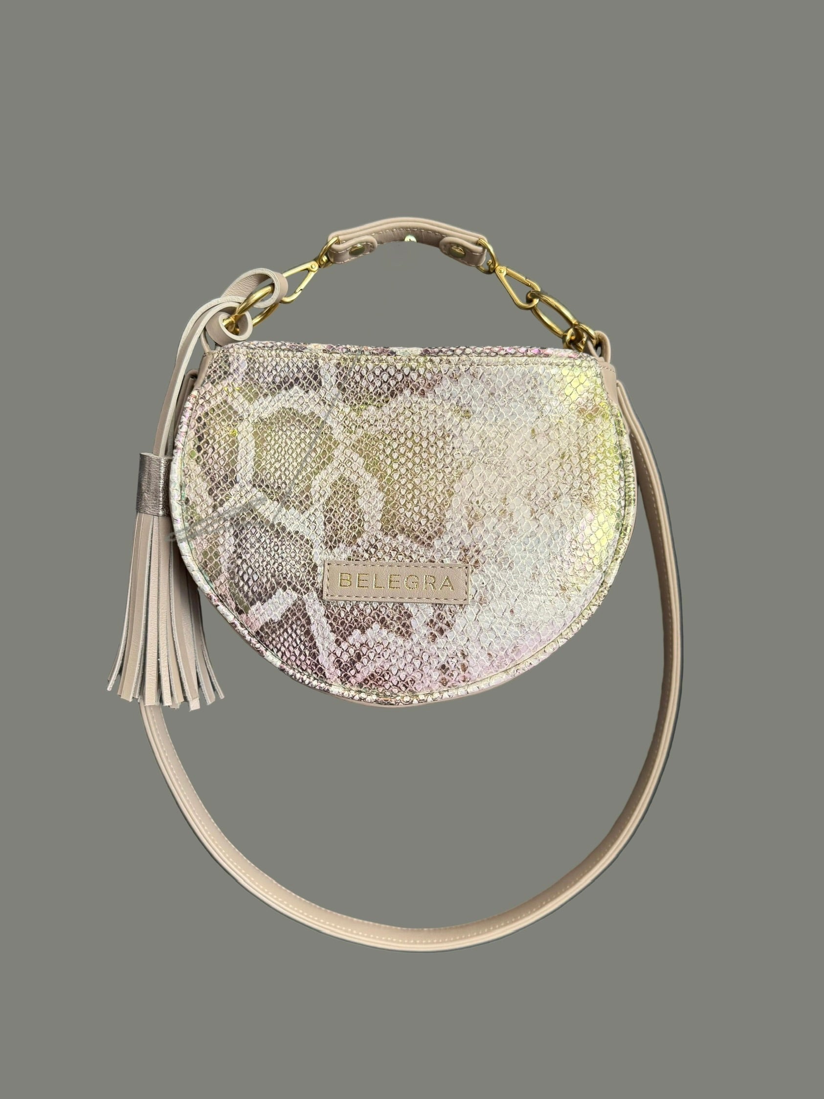 Husk Bag: Taupe & Pearlescent Snake Print