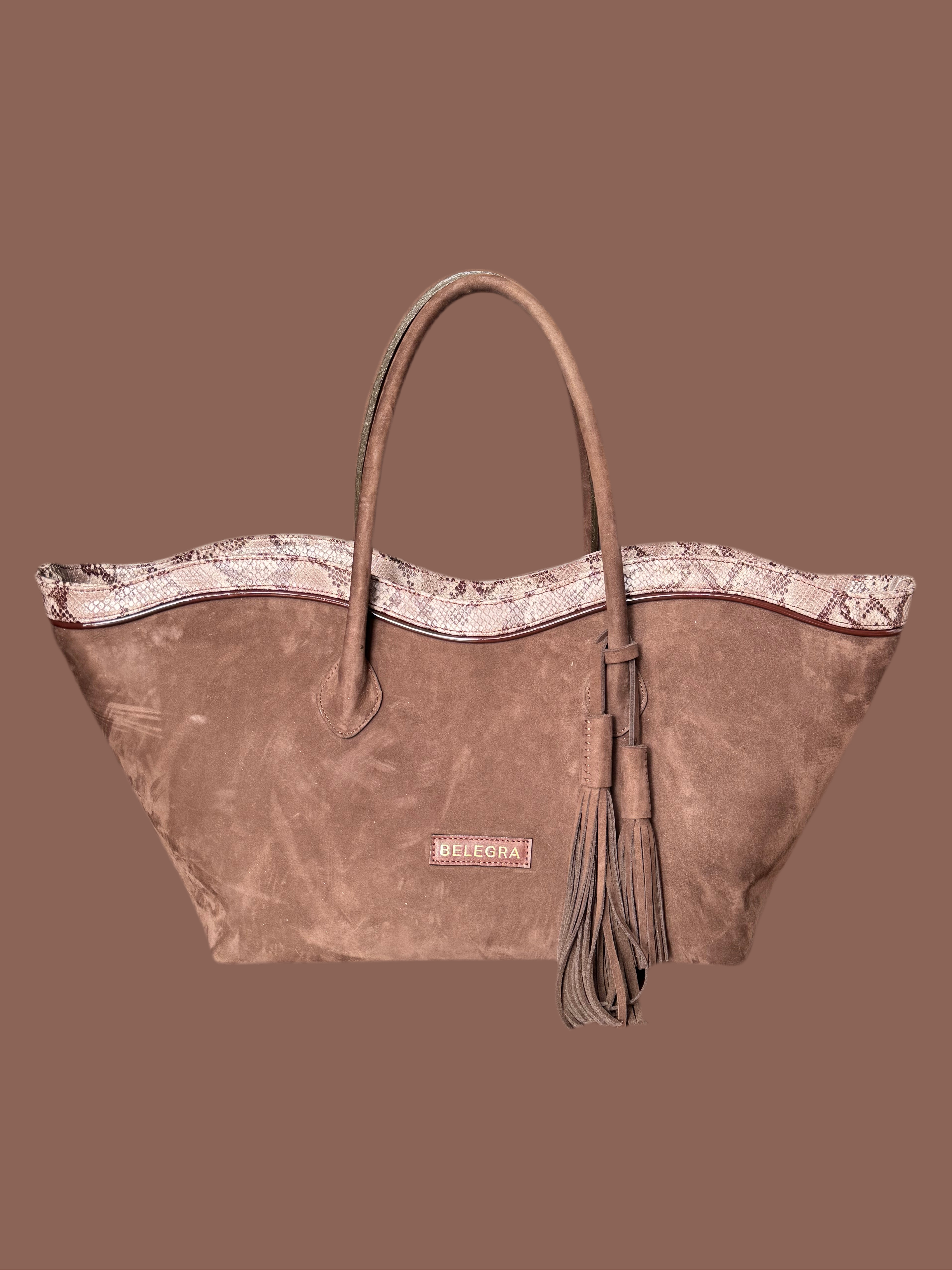 Le Brood Tote: Chocolate Suede