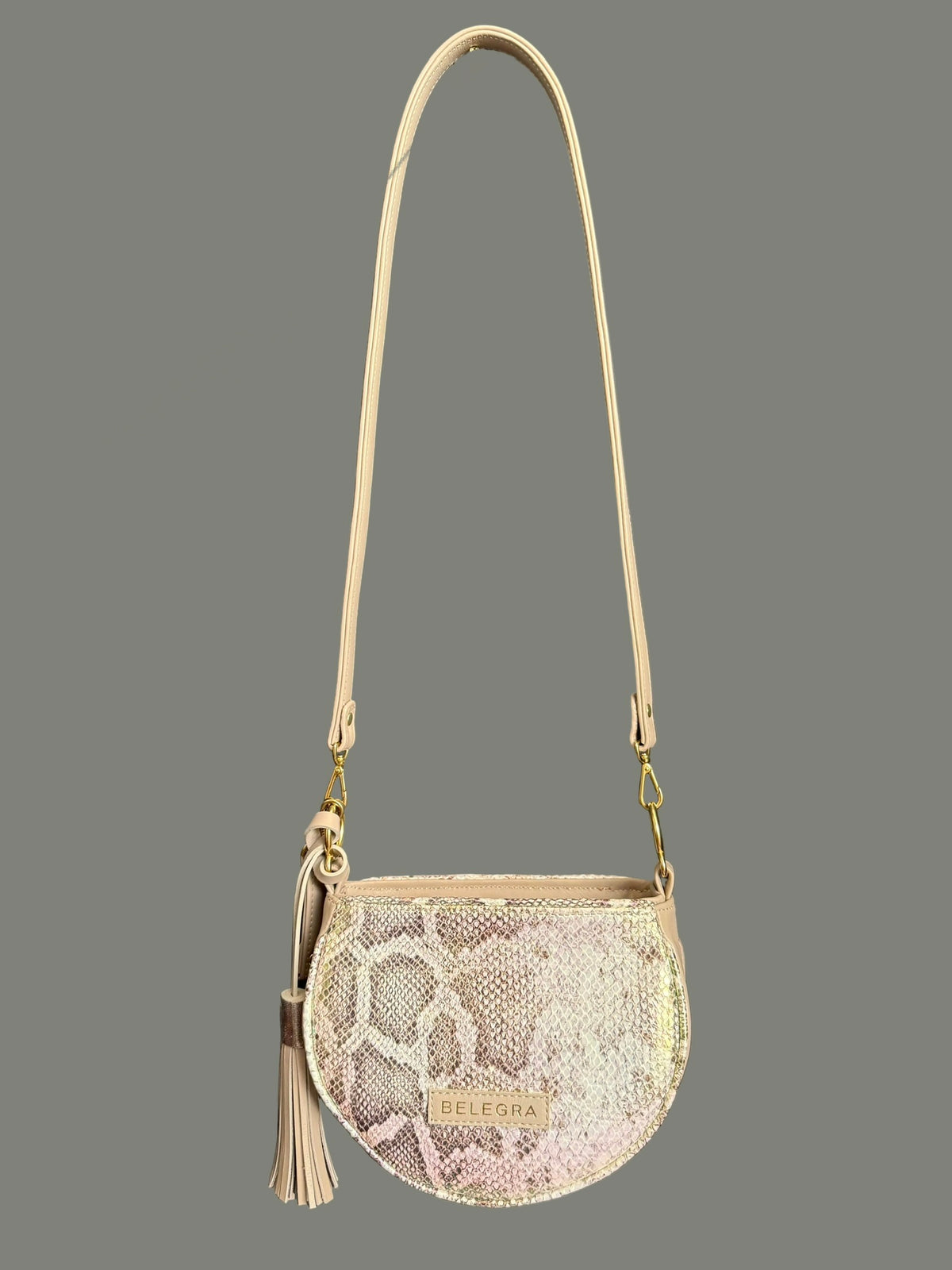 Husk Bag: Taupe & Pearlescent Snake Print