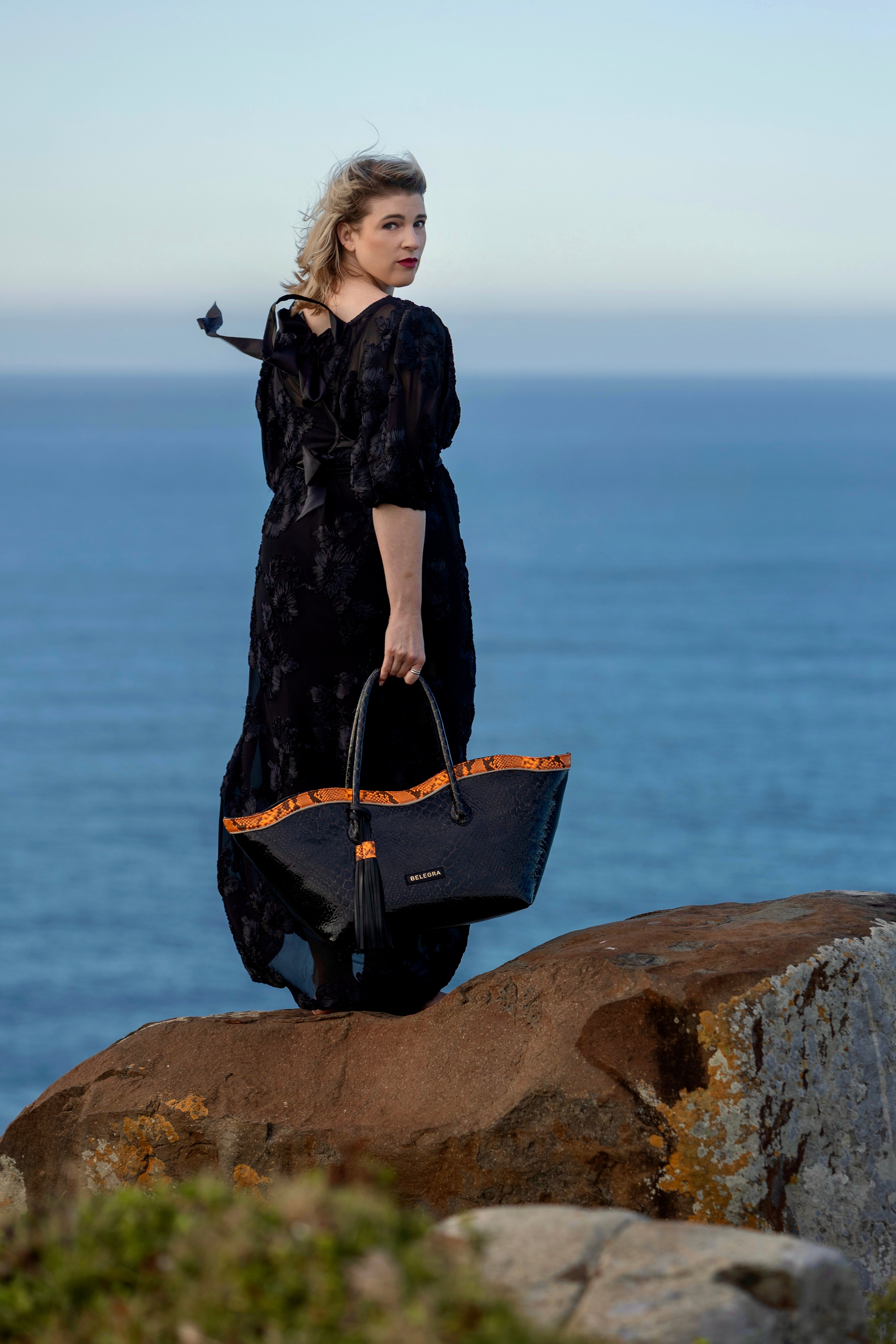 Le Brood Tote: Black Viper & Neon Orange Snake