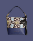 Mara Bag: Pink Snake Print & Indigo