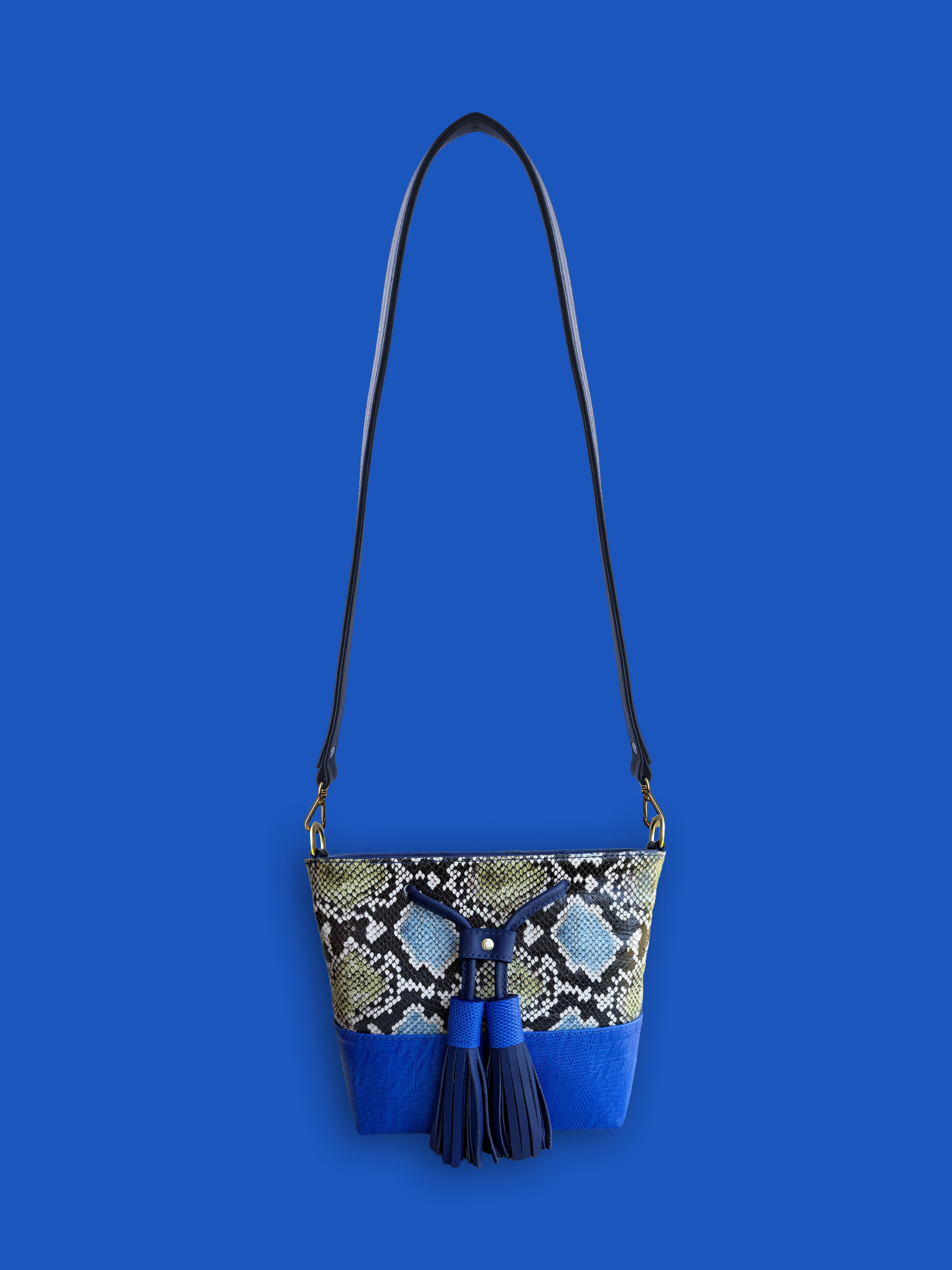 Mara Bucket: Electric Blue & Snake Print