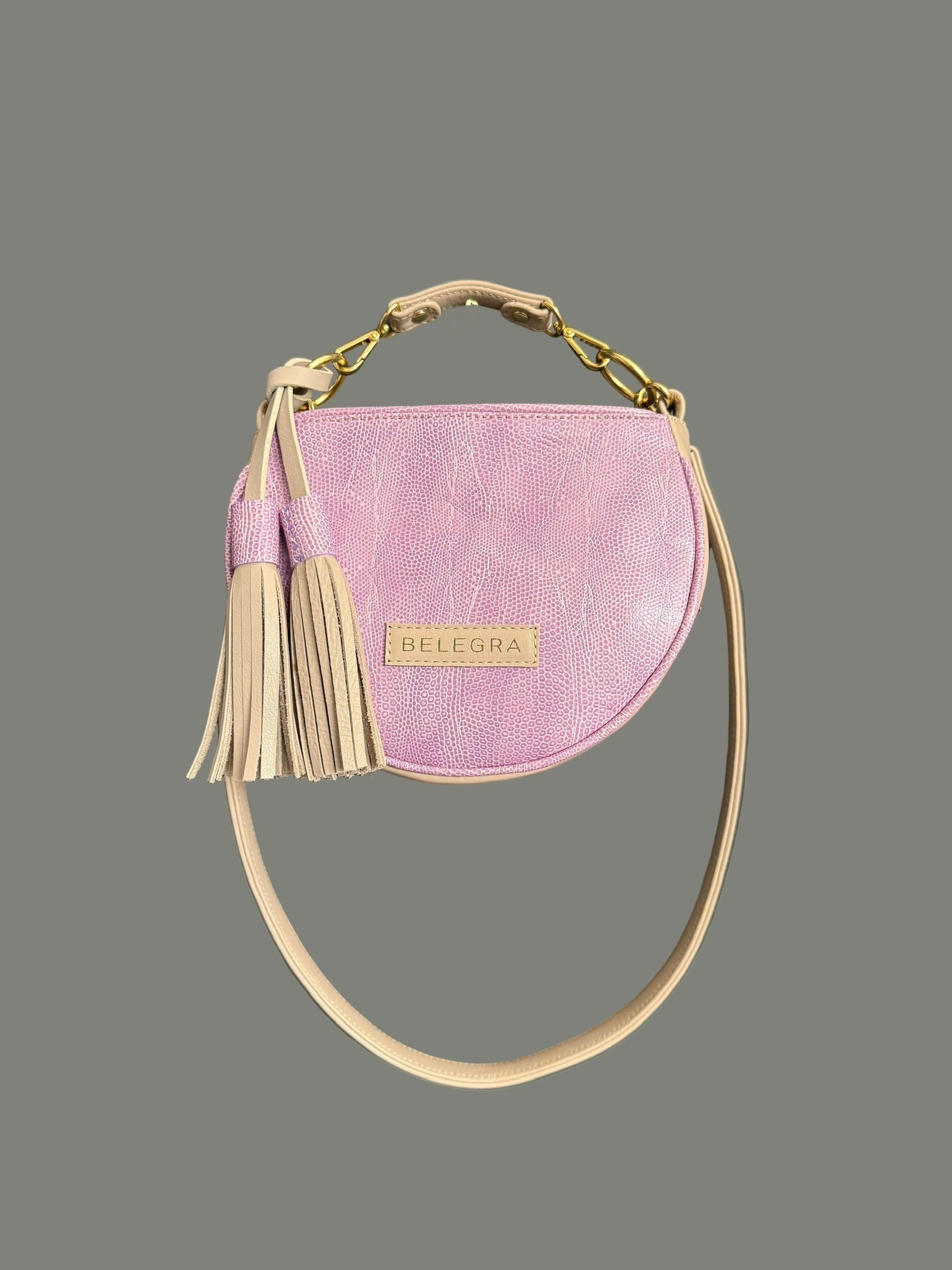 Husk Bag: Taupe & Purple Lizard Print