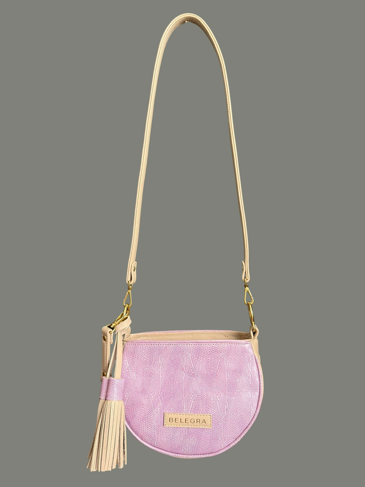 Husk Bag: Taupe & Purple Lizard Print