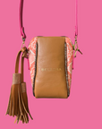 Crossbody Pouch Tan, Orange & Pink