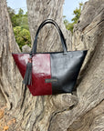 Amara Tote: Black & Deep Red Lizard Print
