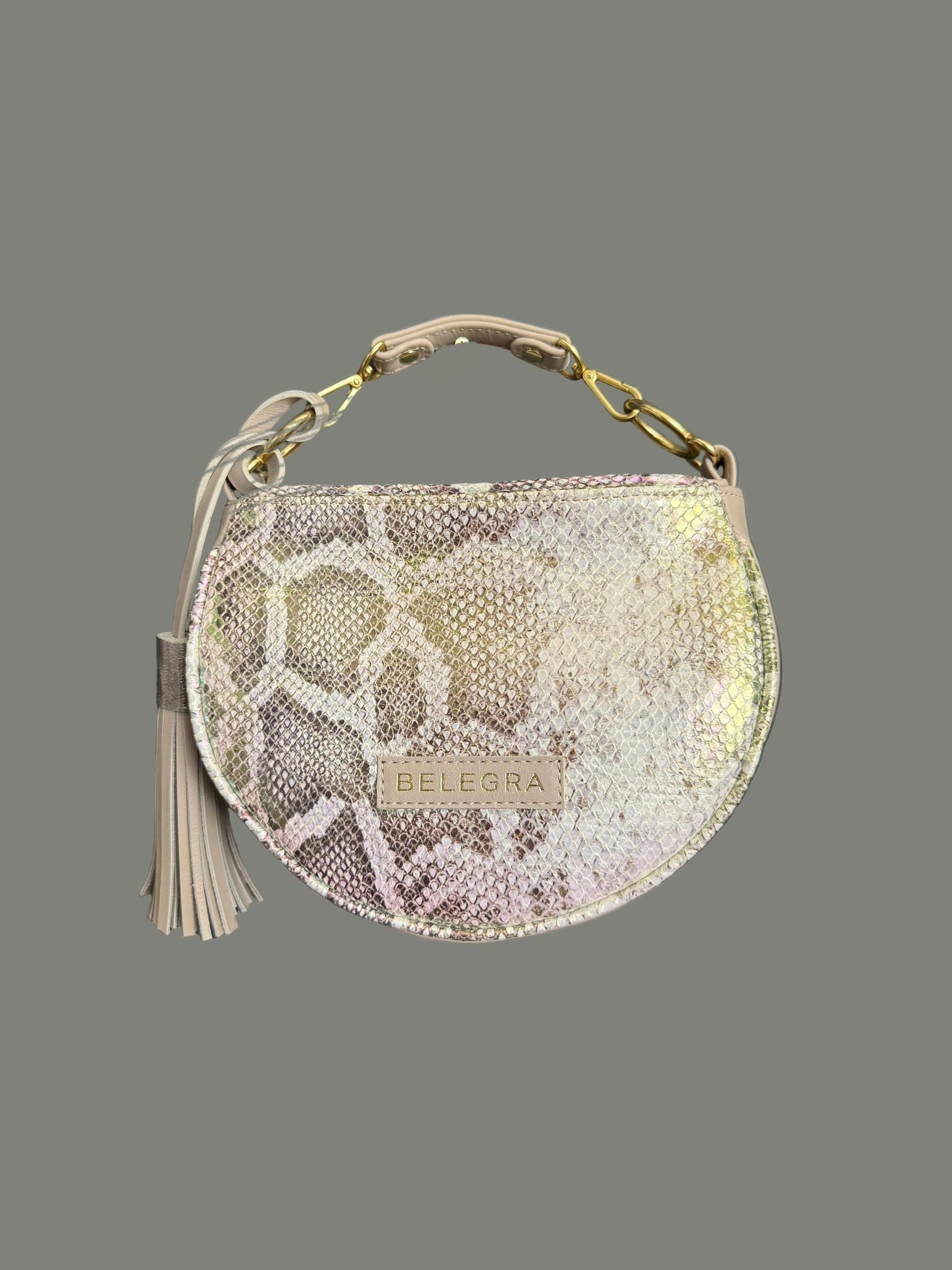 Husk Bag: Taupe & Pearlescent Snake Print
