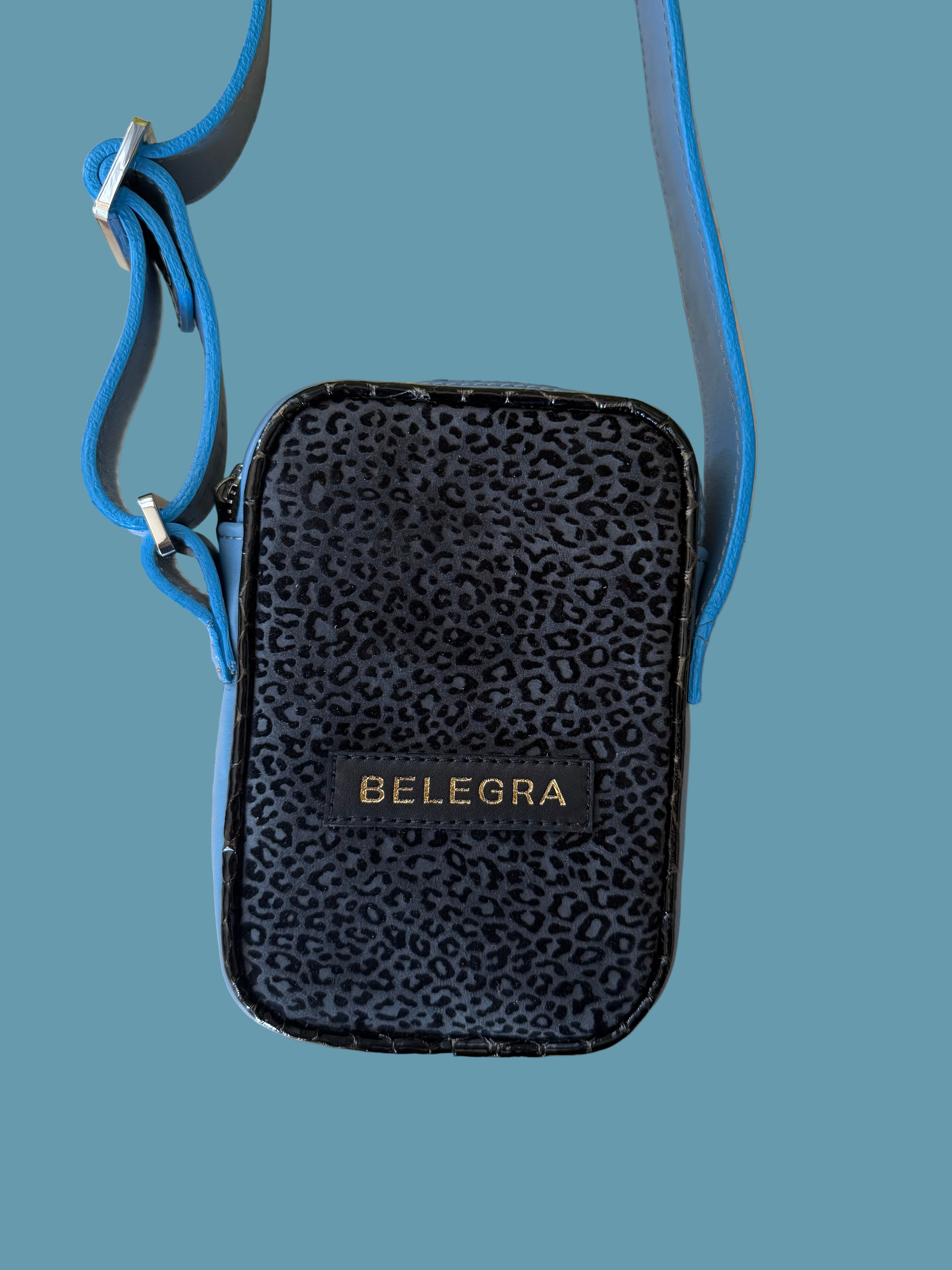 Wayfarer Utility Sling: Sky Blue & Leopard
