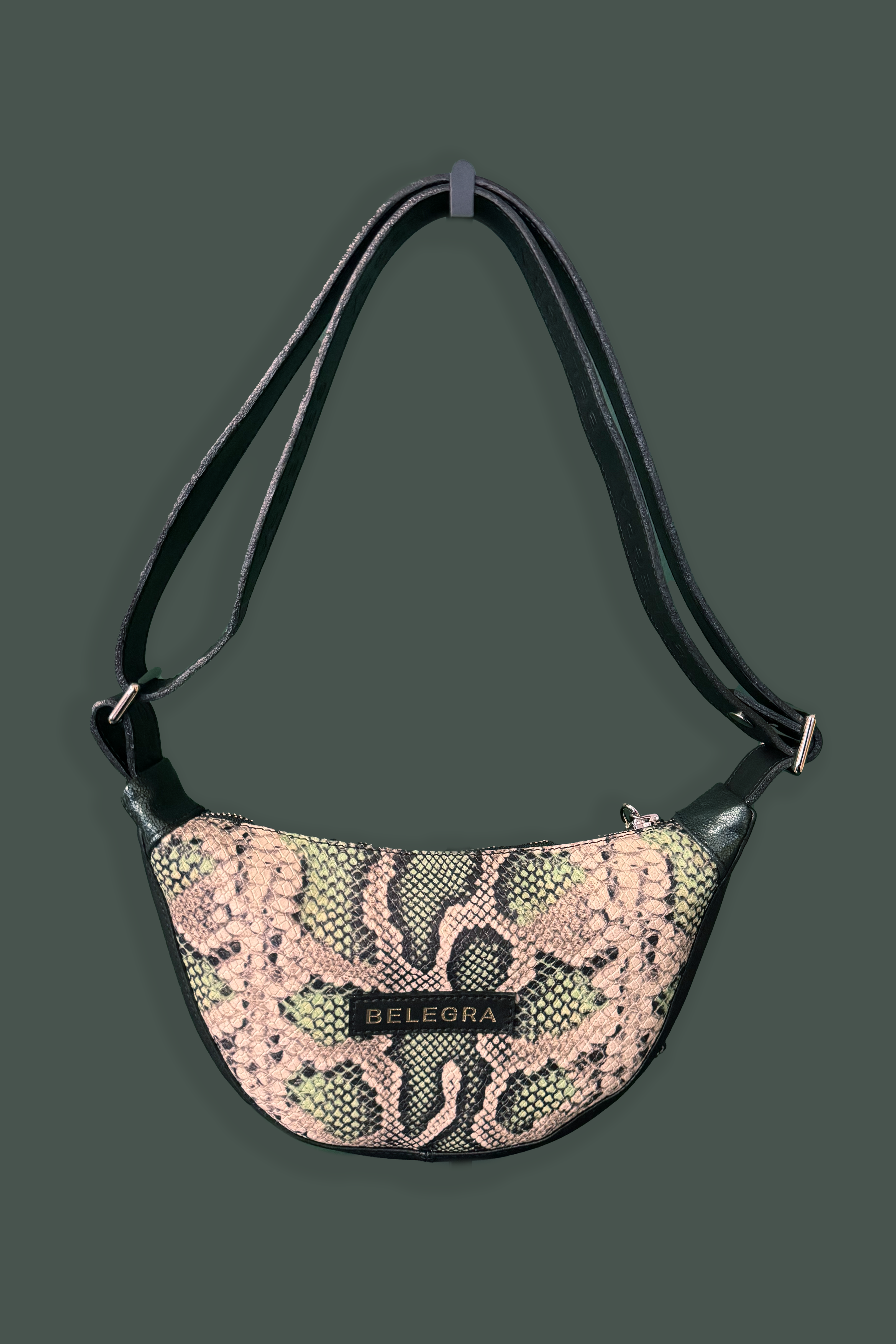 Echo Sling: Green Snake Print & Black