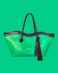 Le Brood Tote: Green & Snake Print