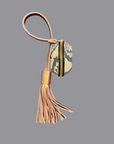 Lemoomoo Coin Purse & Tassel: White & Grey Snake Print Rose Gold