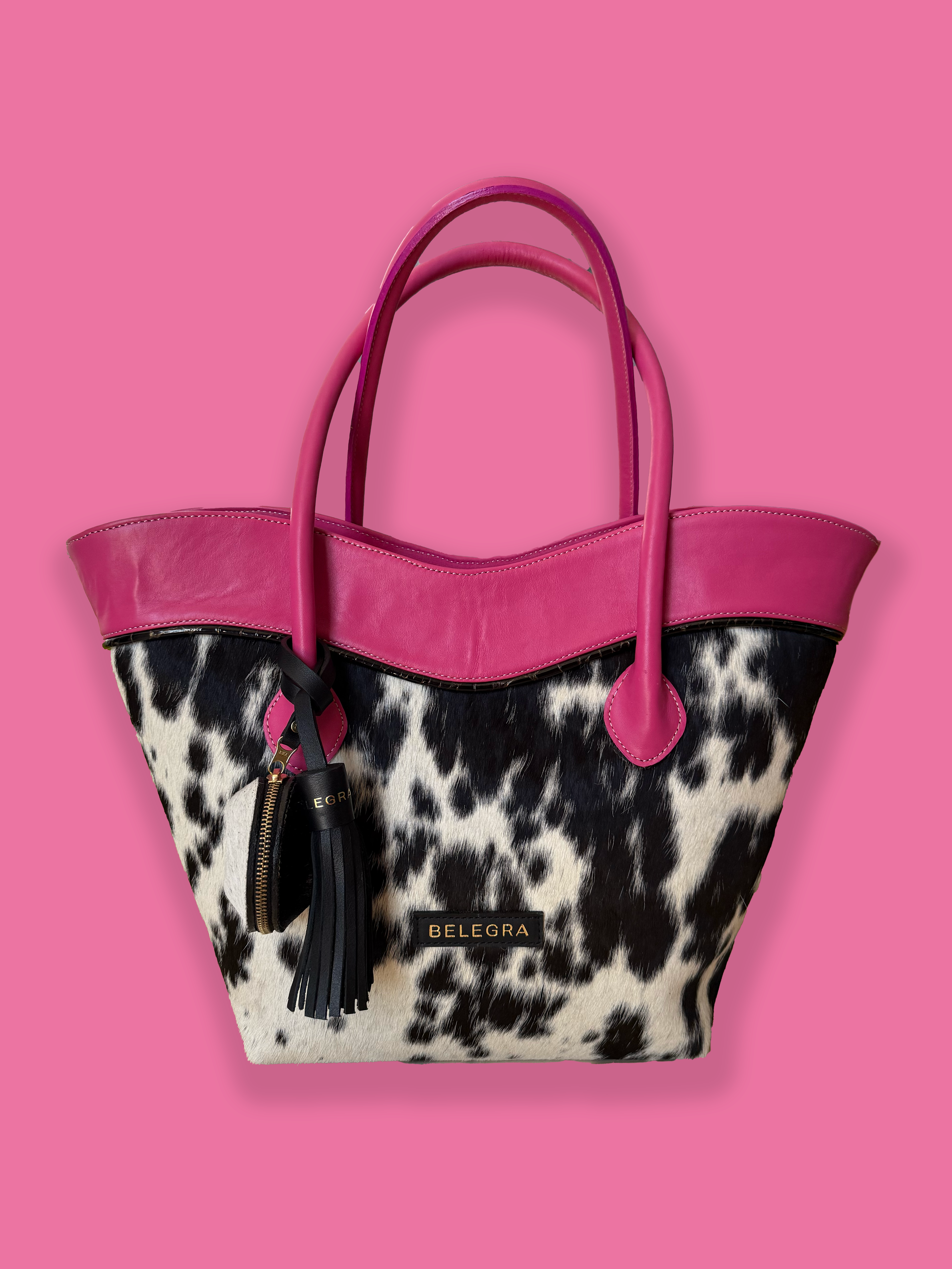 Midi Tote: Nguni & Pink