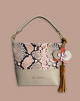 Mara Bag: Pink Snake Print & Taupe