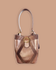 Matriarch Bucket Bag – Krokodilmuster in Roségold und Blush
