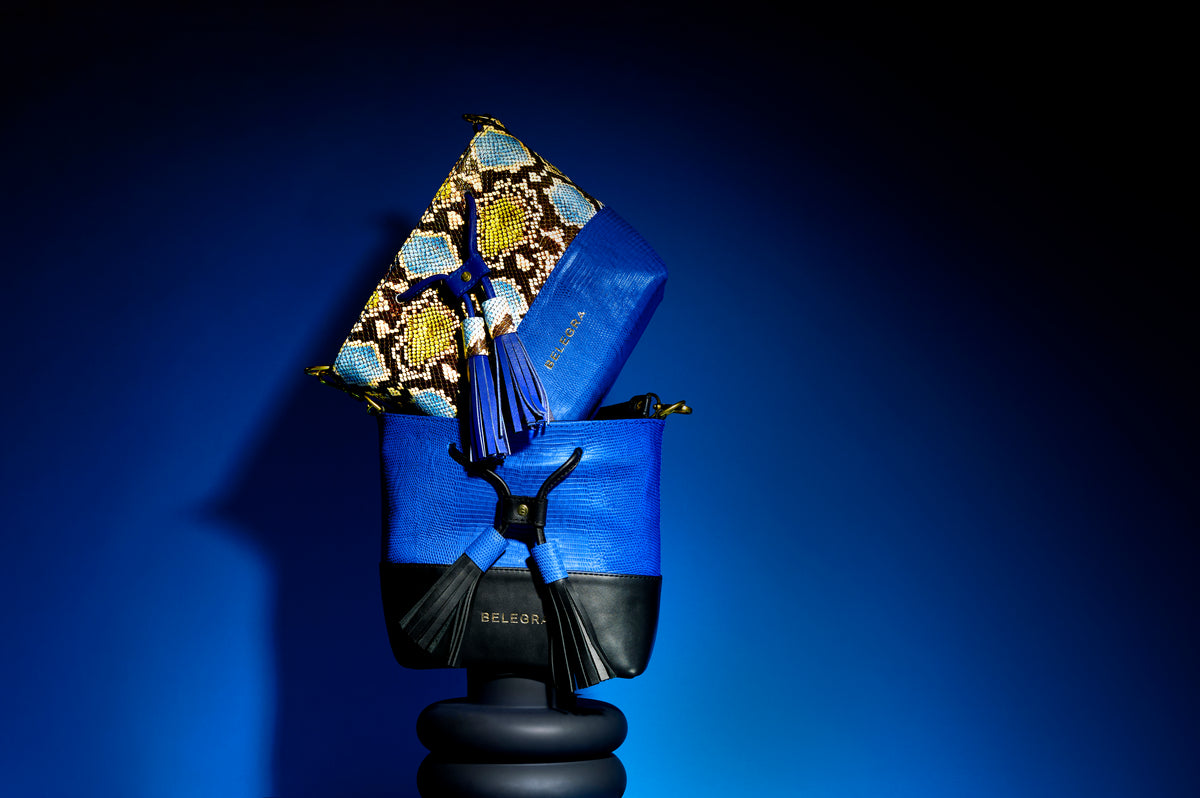 Mara Bucket: Electric Blue & Snake Print