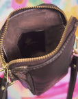 Crossbody Pouch Brown, Cobra Print & Suede