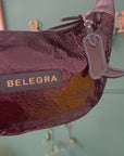 Allo Sling: Patent Burgundy Colour Block