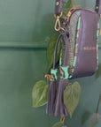 Crossbody Pouch Navy & Green Croc