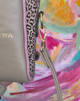 Crossbody Pouch Taupe & Pink Leopard Print