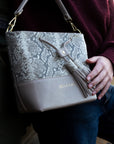 Mara Bucket: Snake Print & Taupe