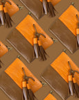 Mara Bucket: Orange Croc Print & Tan