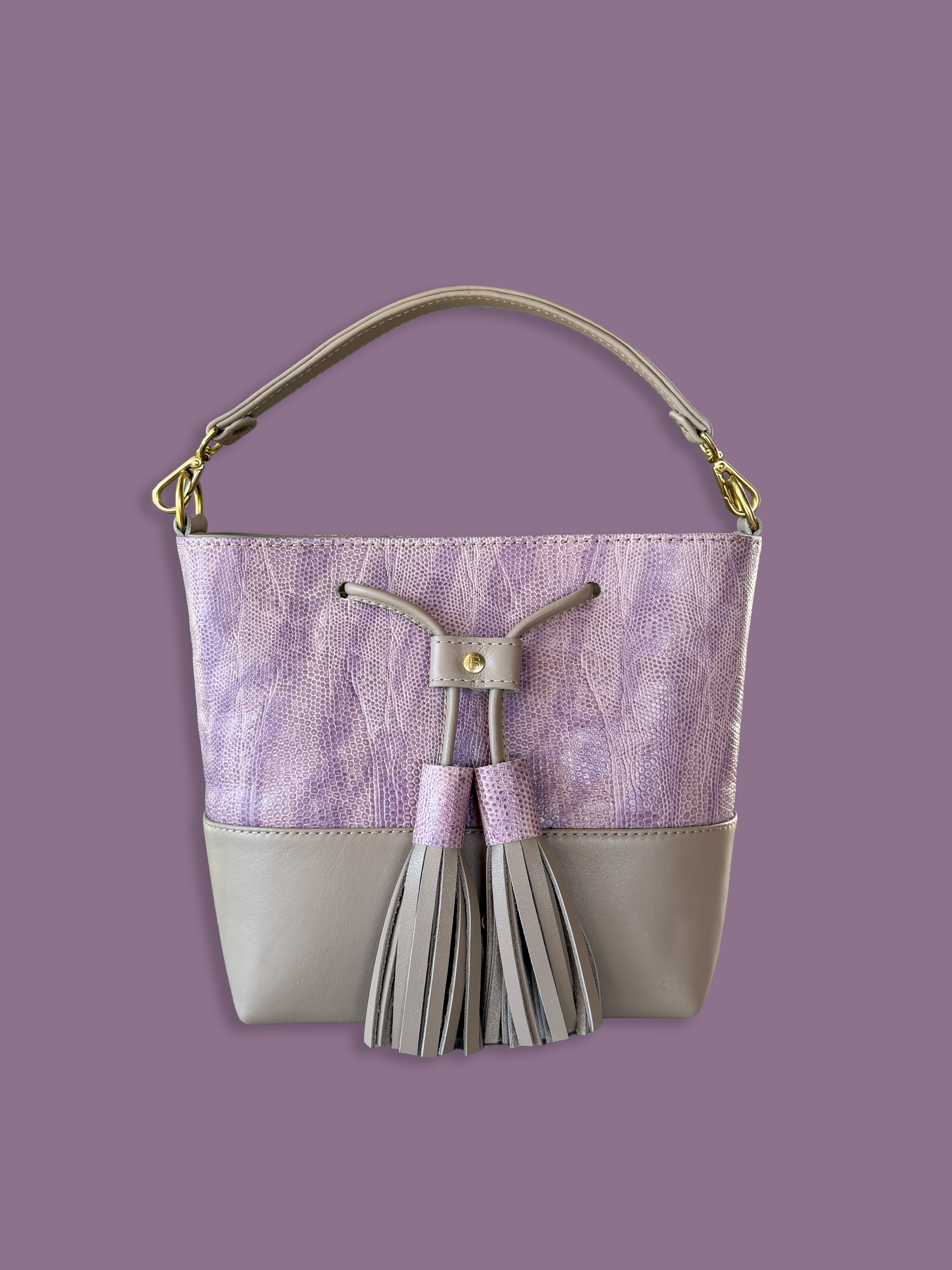 Mara Bucket: Taupe &amp; Lilac Print