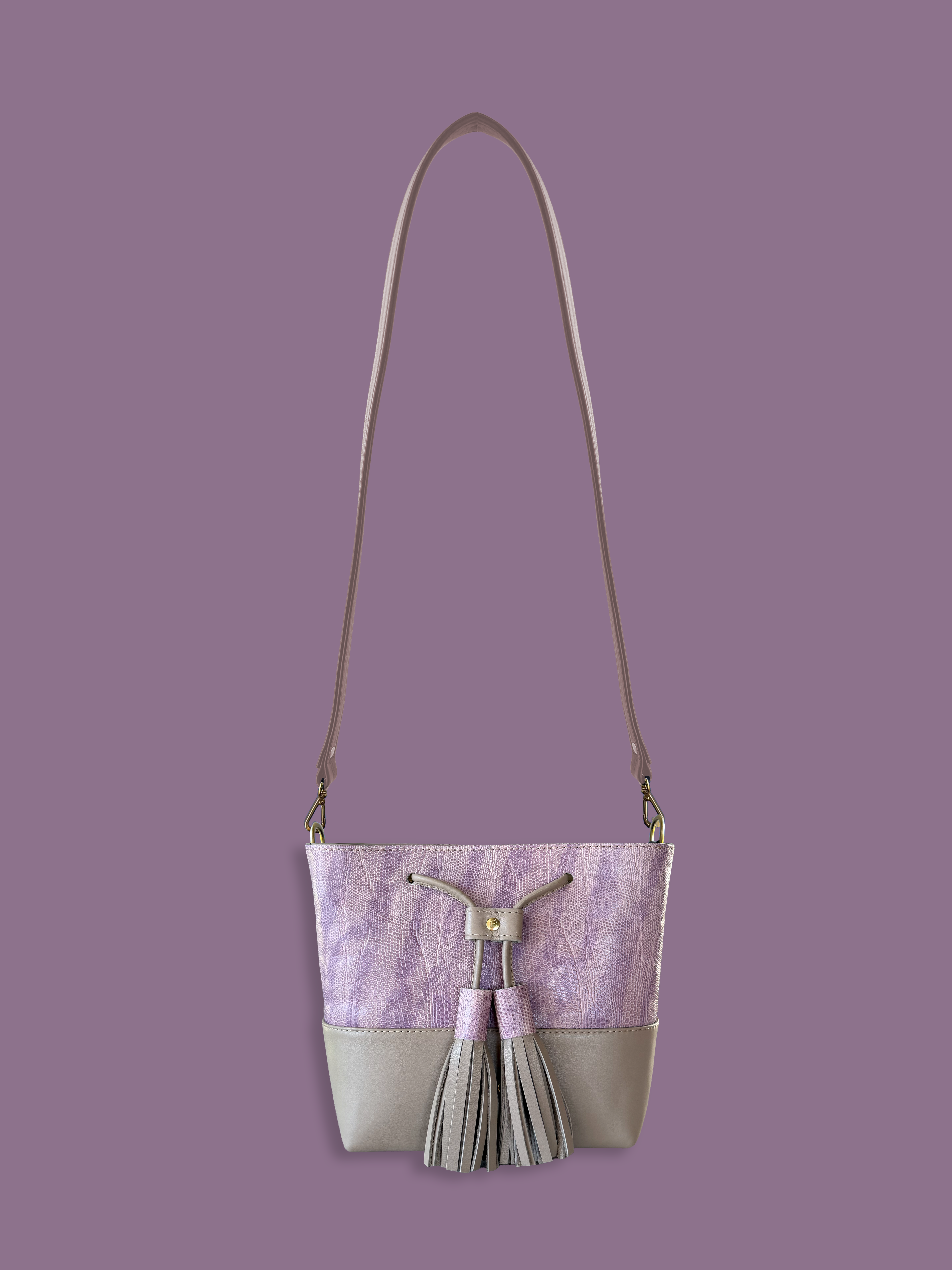 Mara Bucket: Taupe &amp; Lilac Print