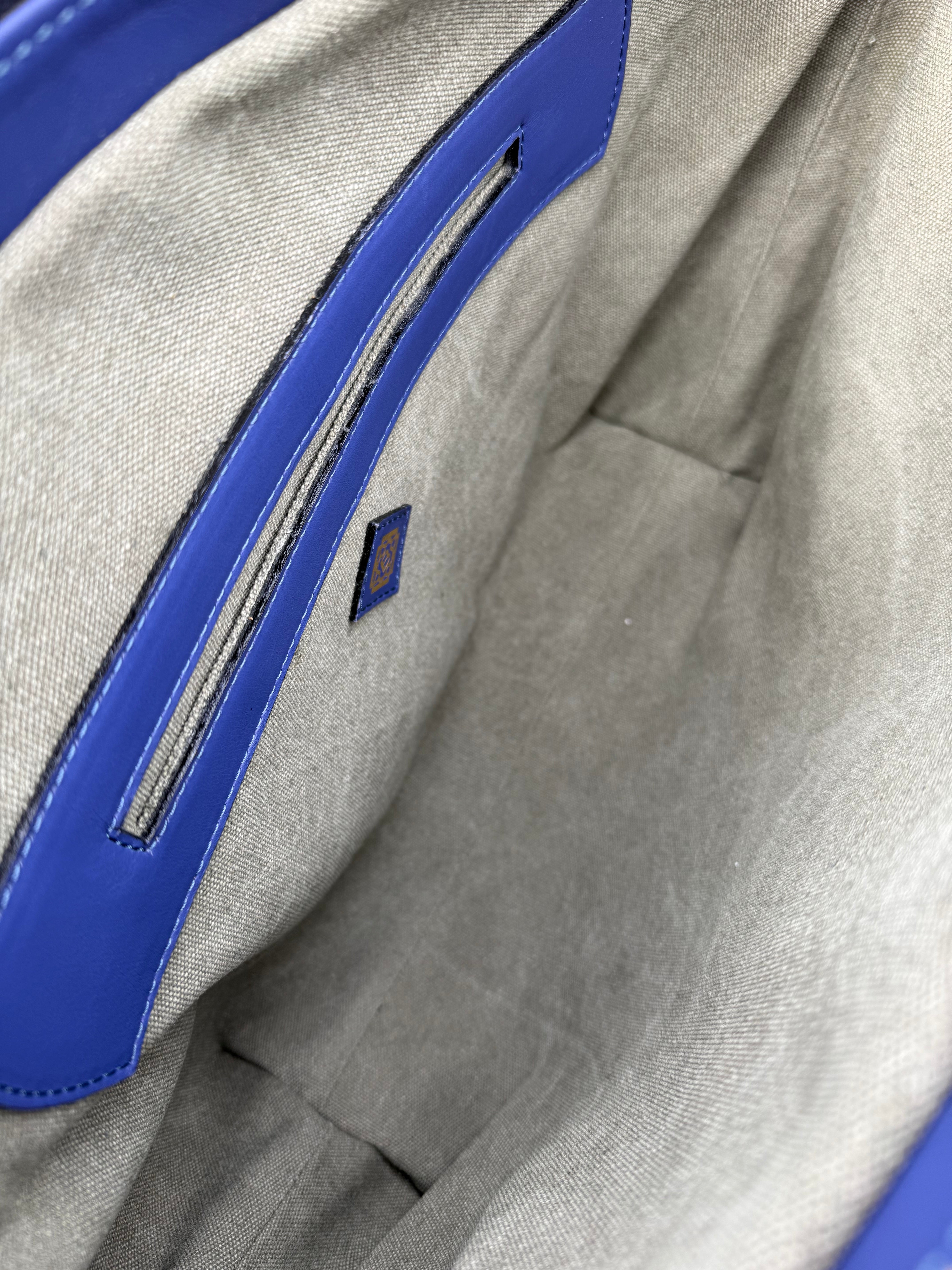 Amara Tote: Indigo &amp; Blue Croc Print