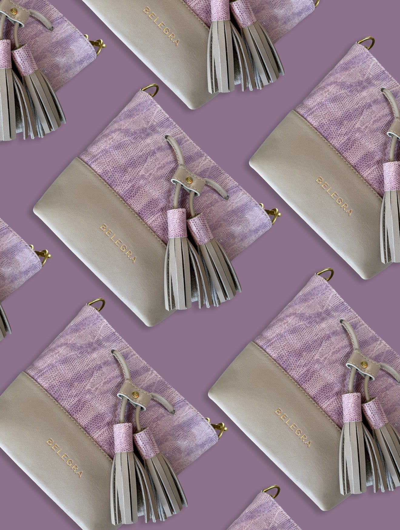 Mara Bucket: Taupe &amp; Lilac Print