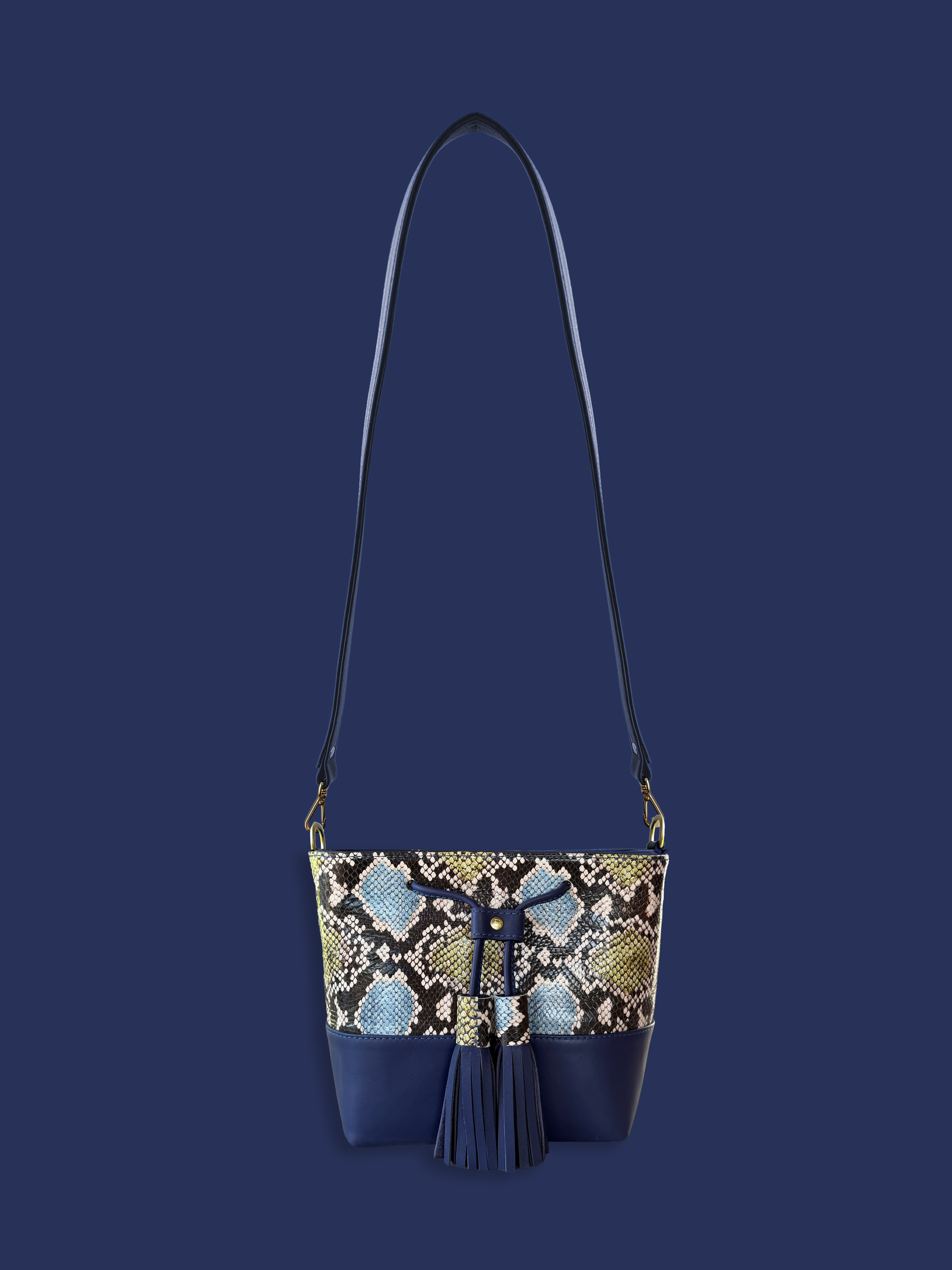 Mara Bucket: Indigo &amp; Snake Print