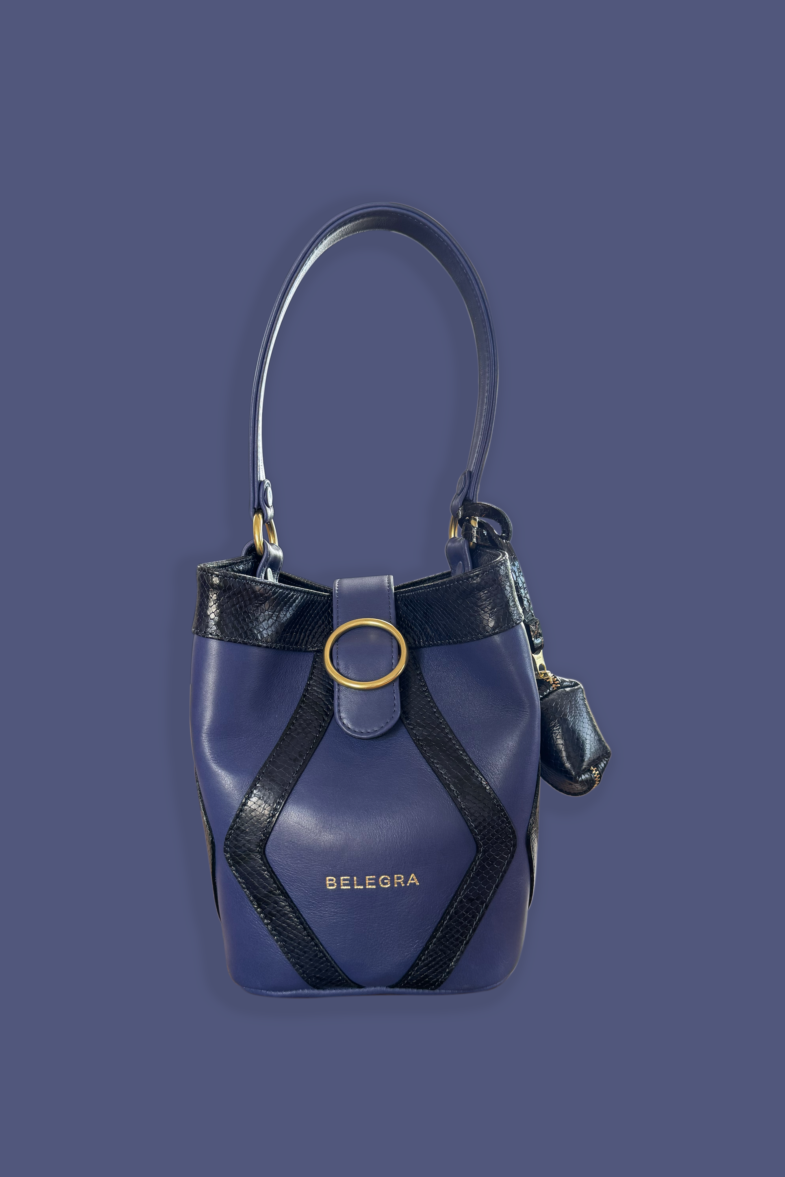 Discontinued Matriarch Bucket Bag: Indigo & Navy Snake Print – Belegra