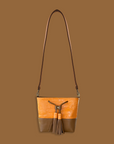 Mara Bucket: Orange Croc Print & Tan
