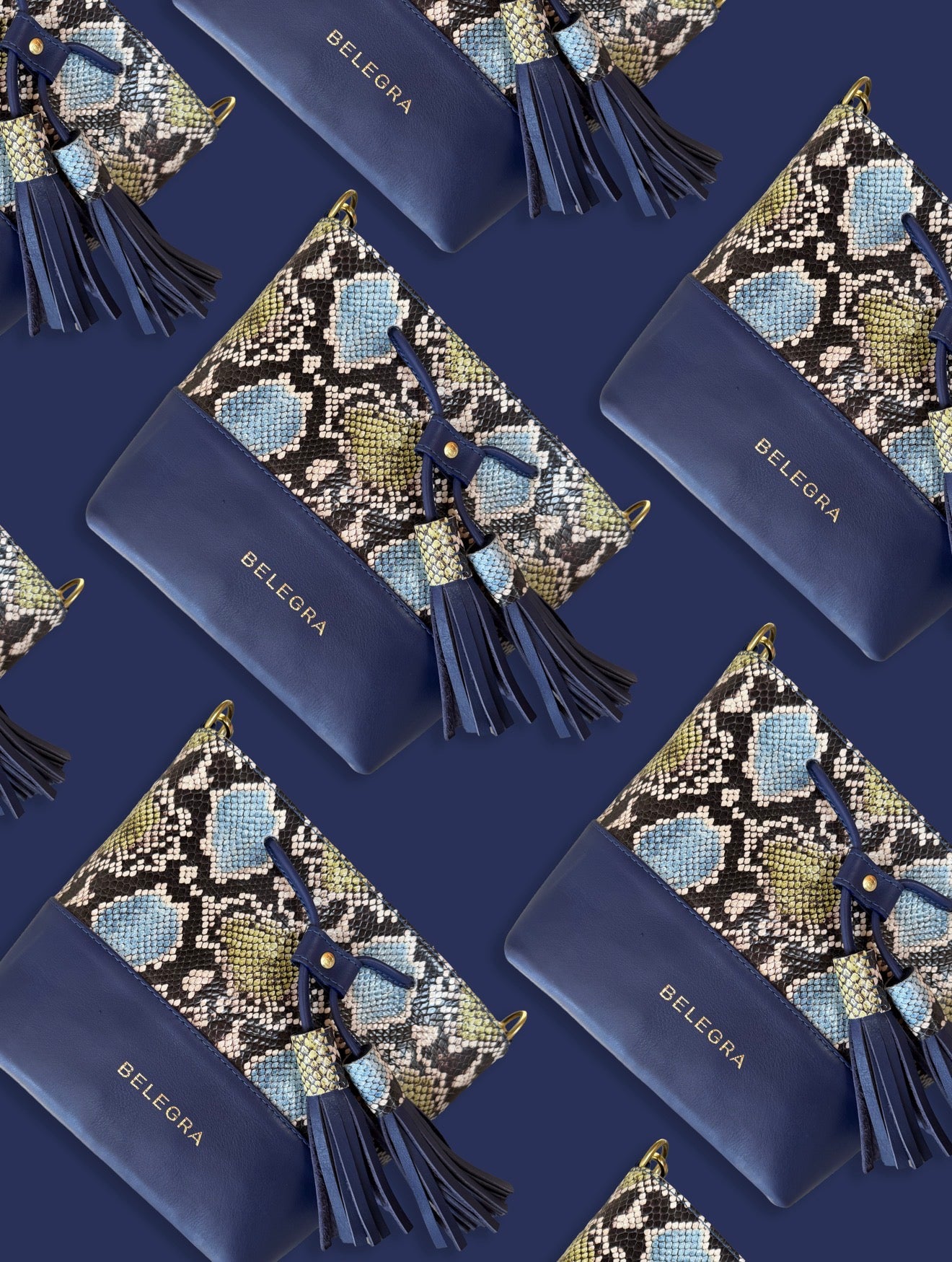 Mara Bucket: Indigo &amp; Snake Print