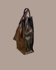 Wine Carrier: Tan & Cobra Print
