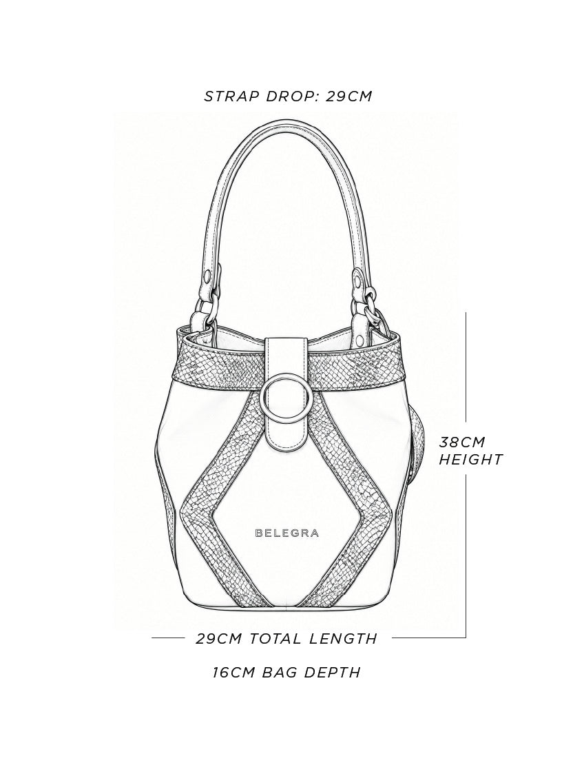 Discontinued Matriarch Bucket Bag Rose Gold & Blush Croc Print