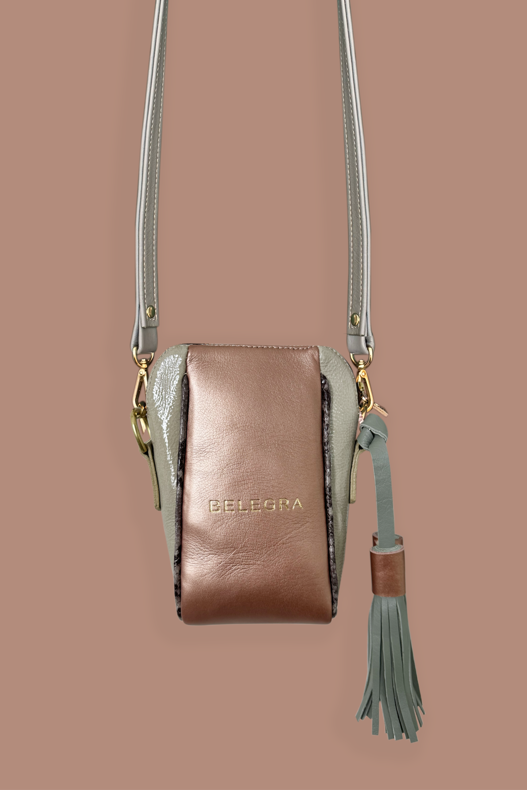 Crossbody Rose Gold &amp; Patent Smog