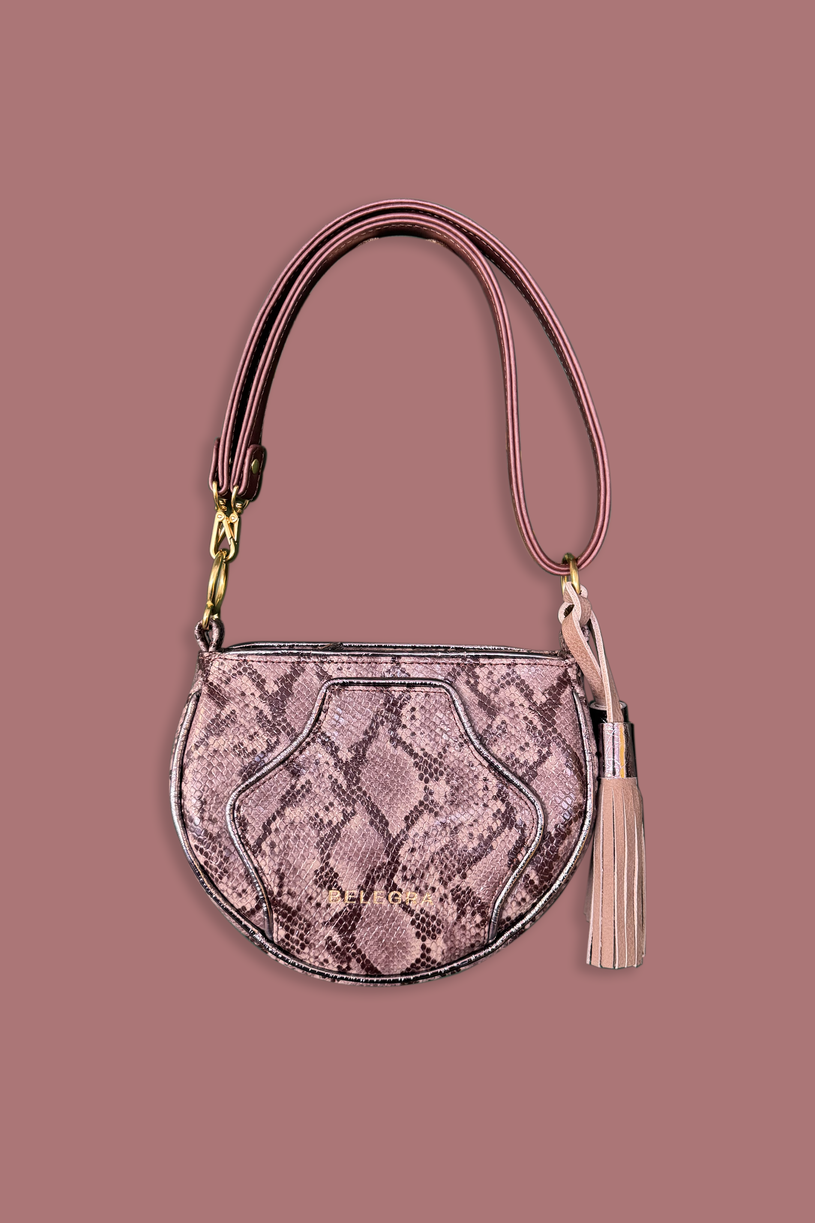 Husk Bag: Snake Grey Print &amp; Chrome