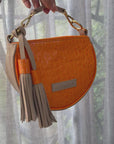 Husk Bag: Taupe & Papaya Croc Print