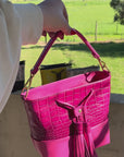 Mara Bucket: Pink Croc Print
