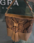 Mara Bucket: Snake Print & Tan